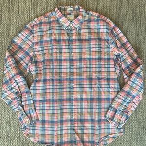XL J.Crew Slim Fit Lightweight Secret Wash Pink Plaid Button Down.